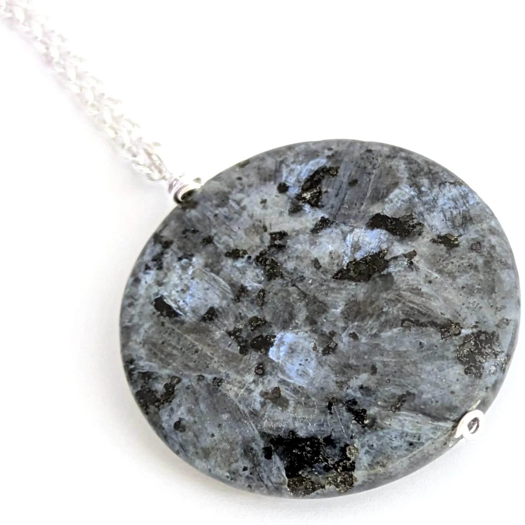 Real Larvikite Jewelry, Black Labradorite Pendant Necklace